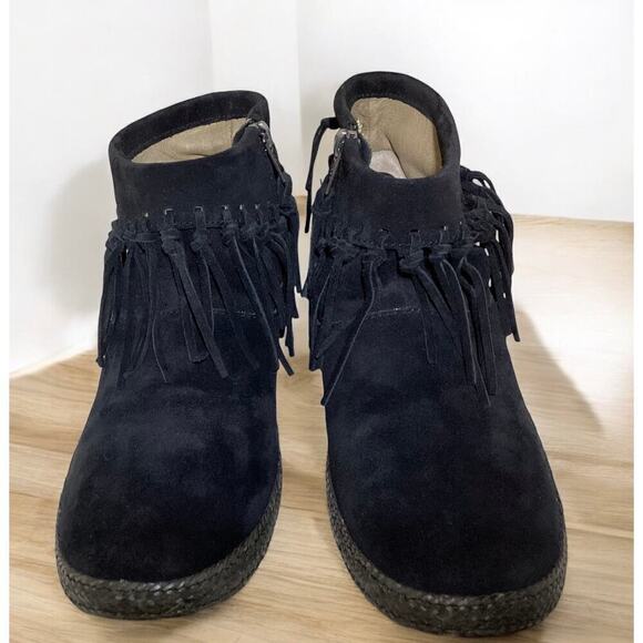 Ugg knotted fringes braided sidewall bootie bohemian flair women’s 9 black - Picture 1 of 7
